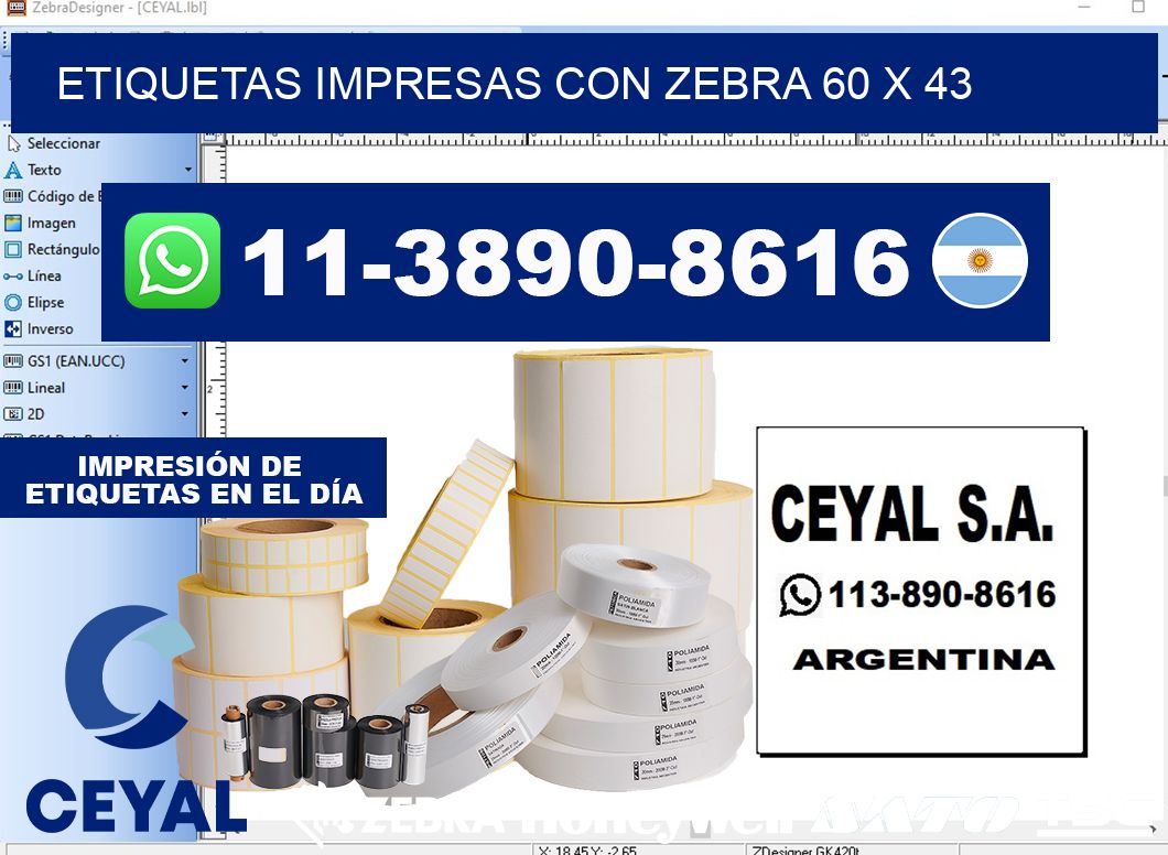 etiquetas impresas con zebra 60 x 43