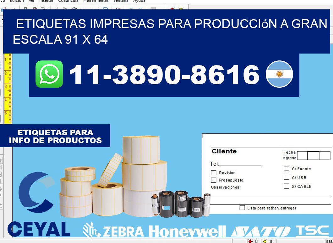 etiquetas impresas para producción a gran escala 91 x 64