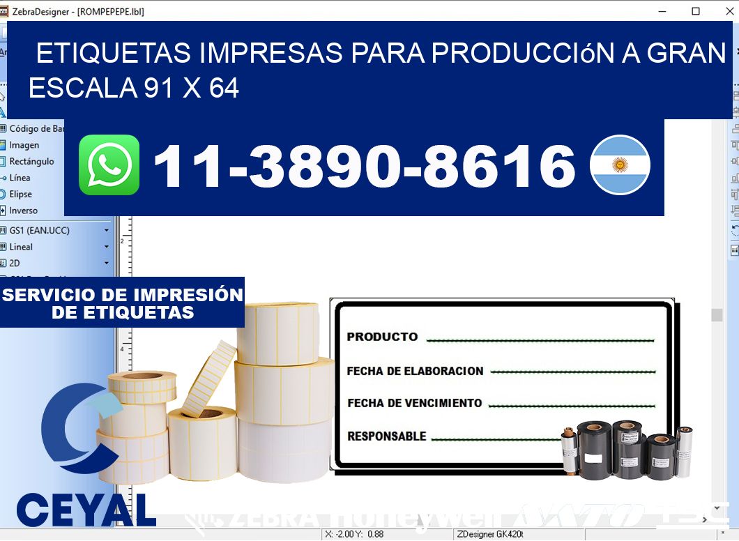 etiquetas impresas para producción a gran escala 91 x 64