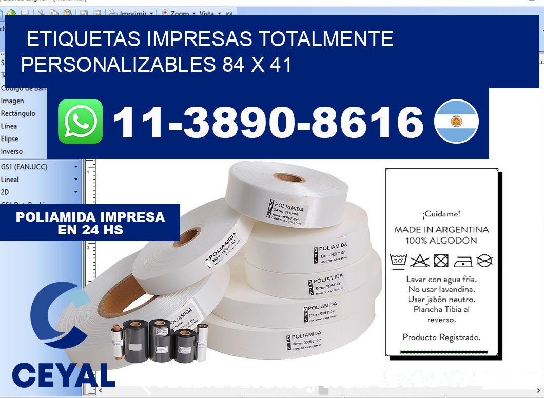 etiquetas impresas totalmente personalizables 84 x 41