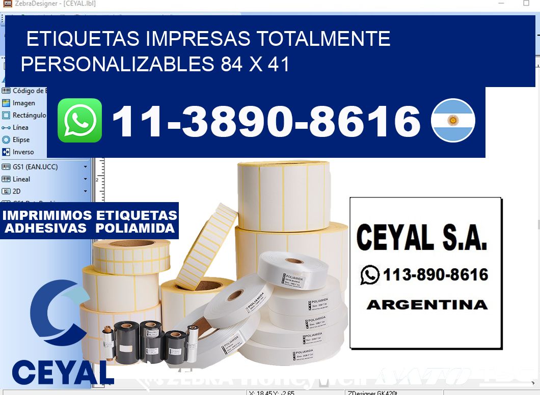 etiquetas impresas totalmente personalizables 84 x 41