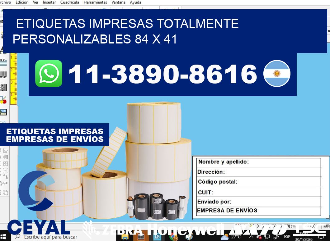 etiquetas impresas totalmente personalizables 84 x 41