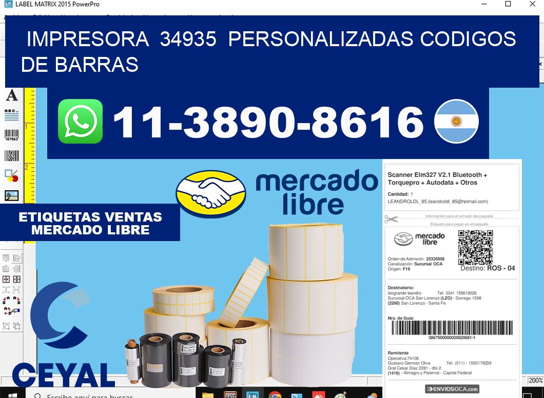 impresora 34935 personalizadas codigos de barras