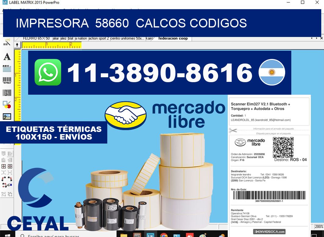 impresora  58660  calcos codigos
