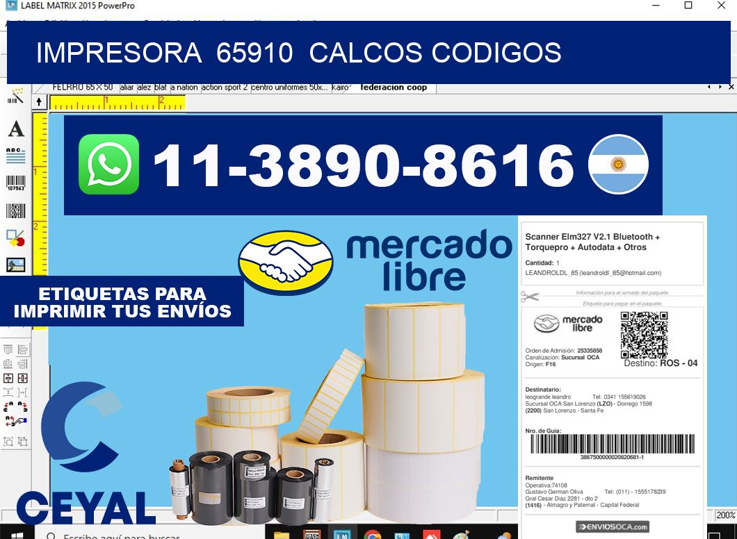 impresora  65910  calcos codigos