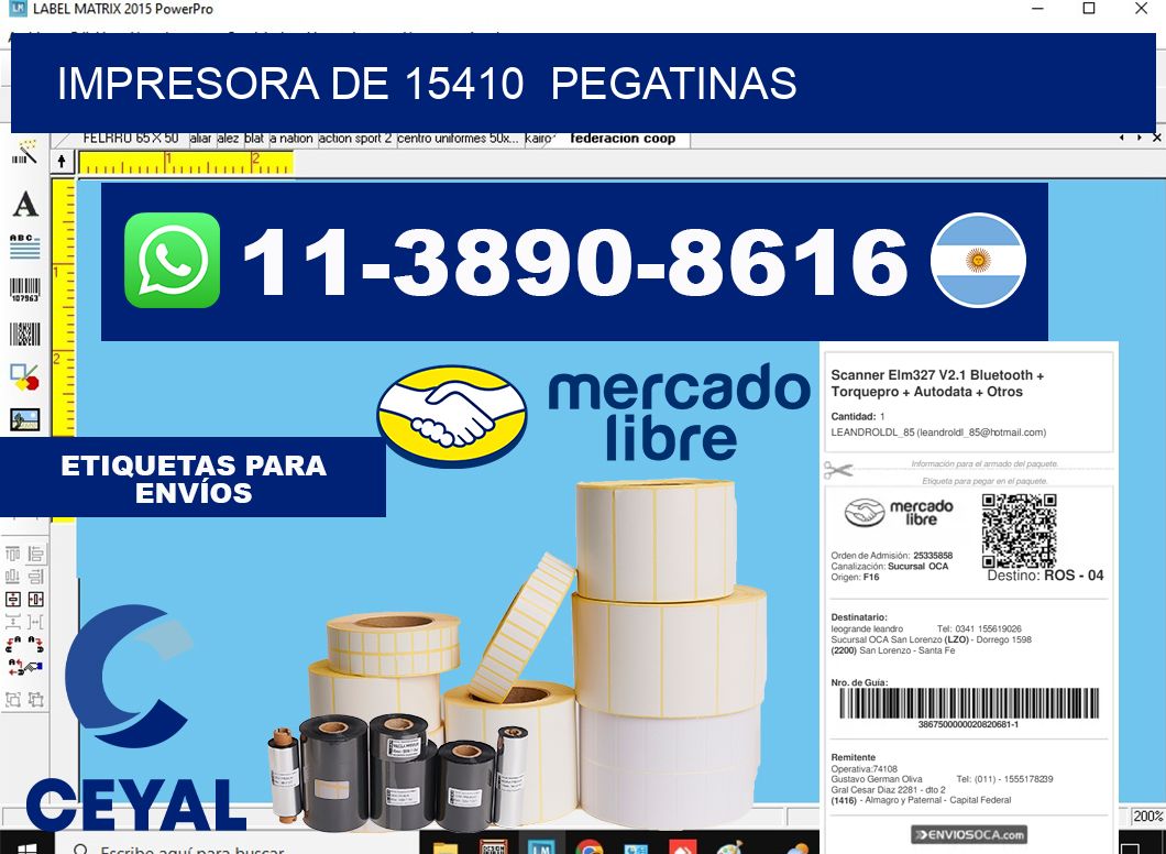 impresora de 15410  pegatinas