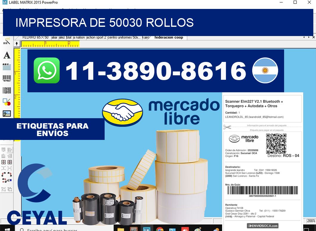 impresora de 50030 rollos