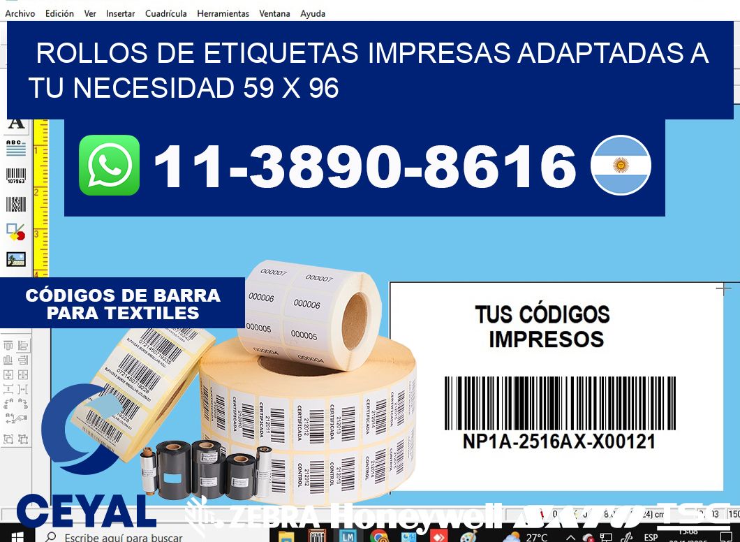 rollos de etiquetas impresas adaptadas a tu necesidad 59 x 96