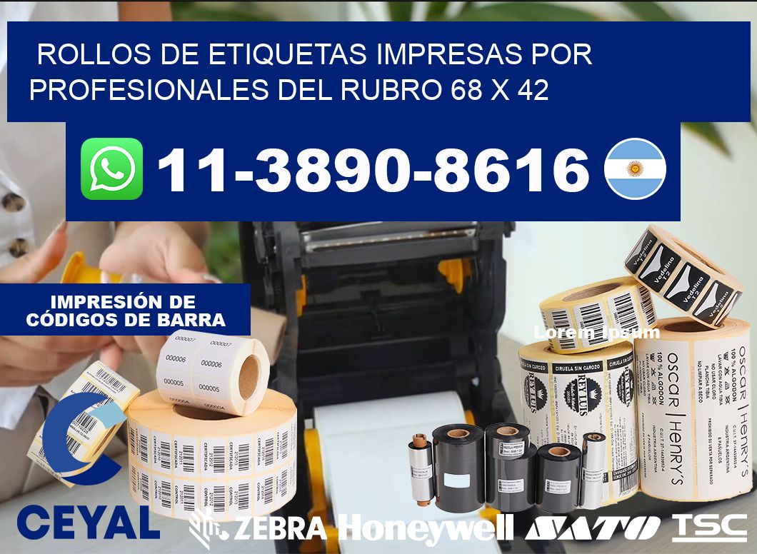 rollos de etiquetas impresas por profesionales del rubro 68 x 42