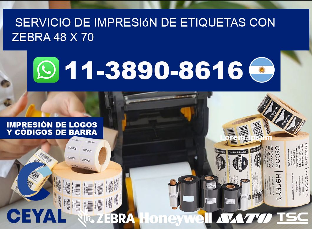 servicio de impresión de etiquetas con Zebra 48 x 70