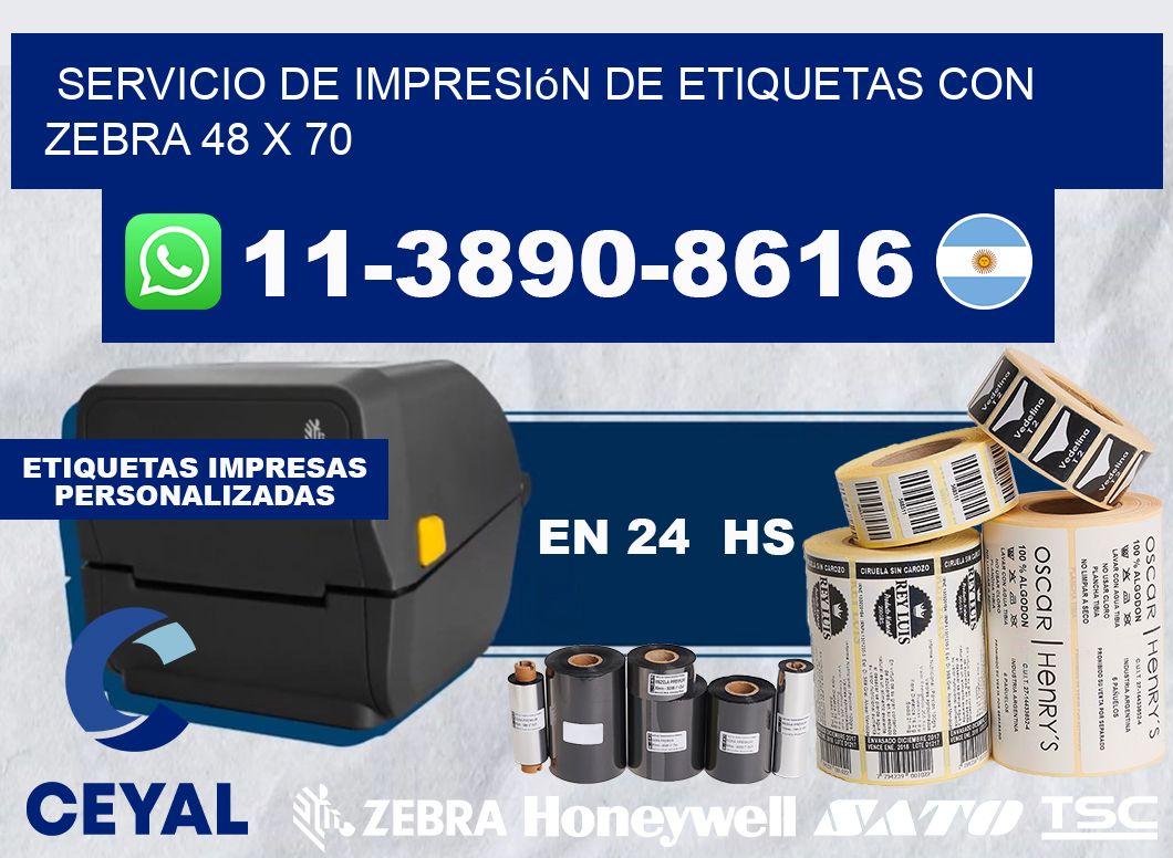 servicio de impresión de etiquetas con Zebra 48 x 70