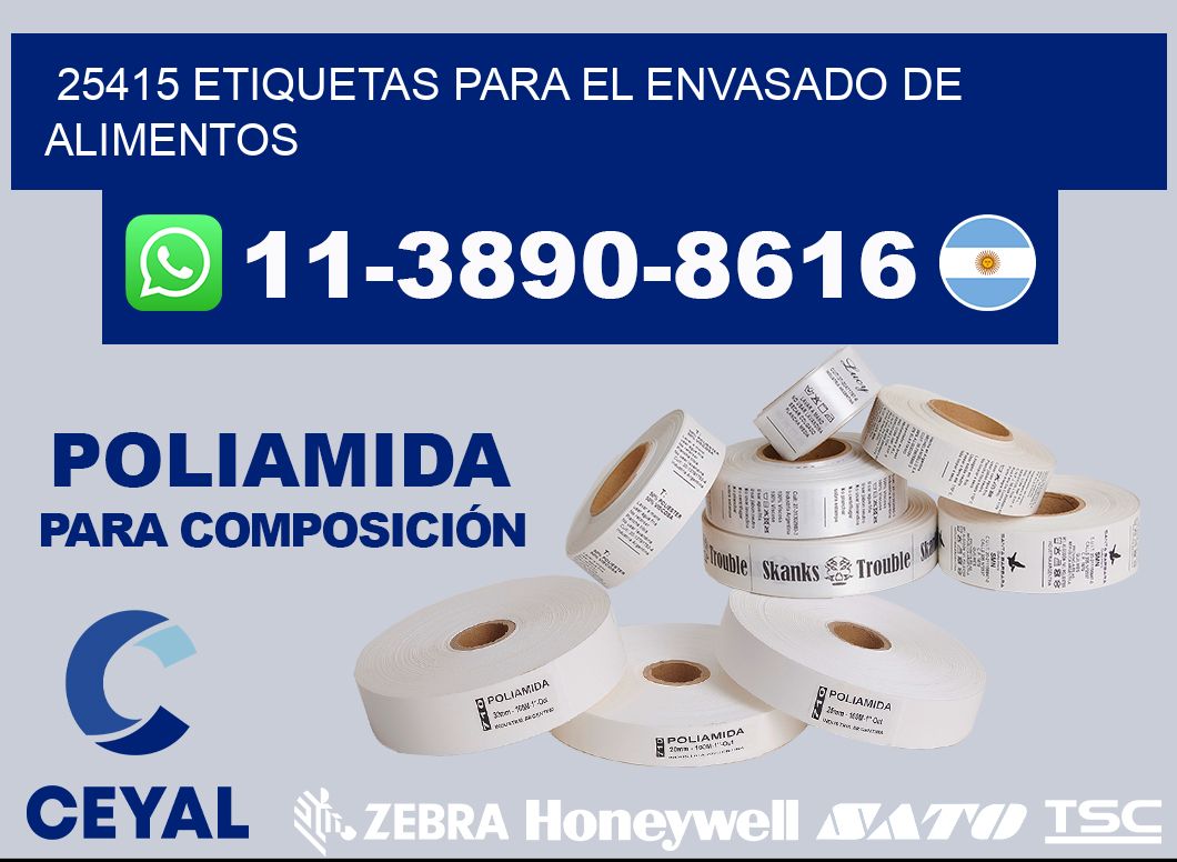 25415 etiquetas para el envasado de alimentos