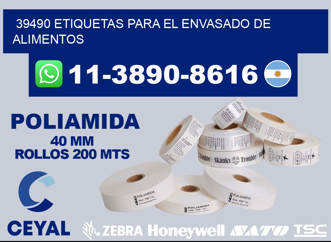 39490 etiquetas para el envasado de alimentos