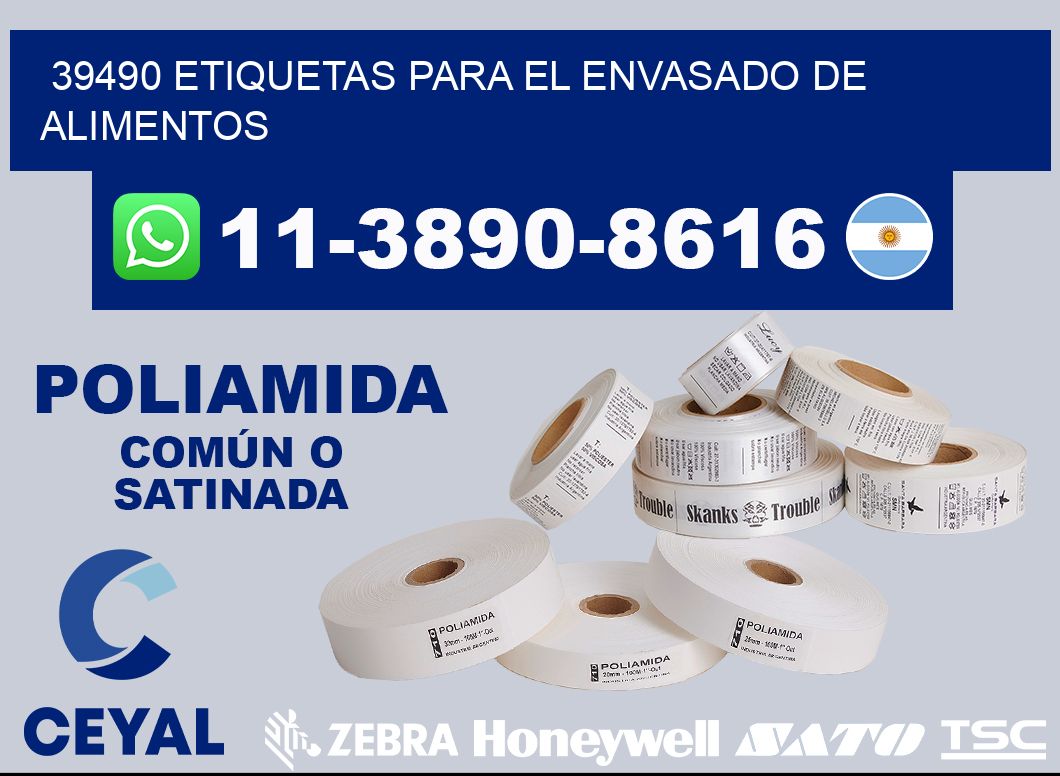 39490 etiquetas para el envasado de alimentos