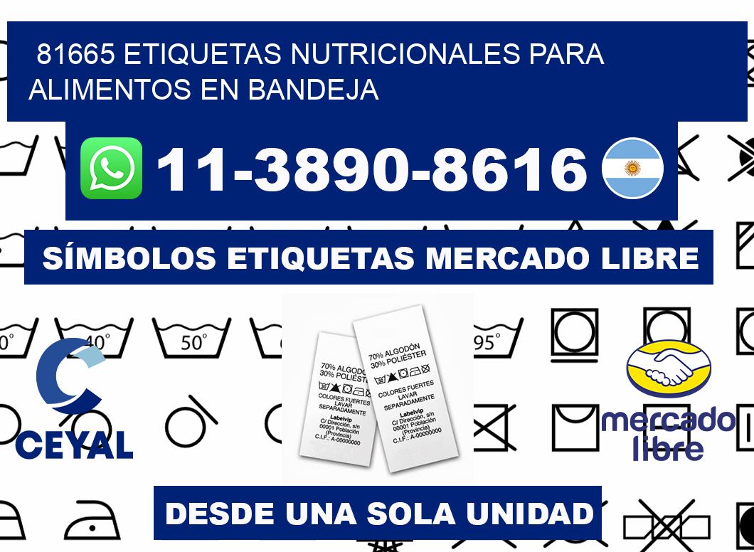 81665 etiquetas nutricionales para alimentos en bandeja