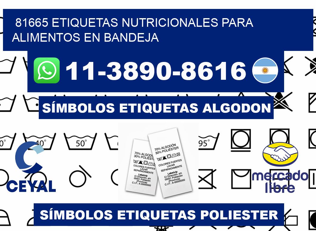 81665 etiquetas nutricionales para alimentos en bandeja