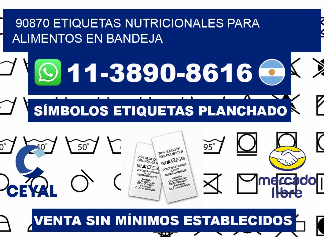 90870 etiquetas nutricionales para alimentos en bandeja