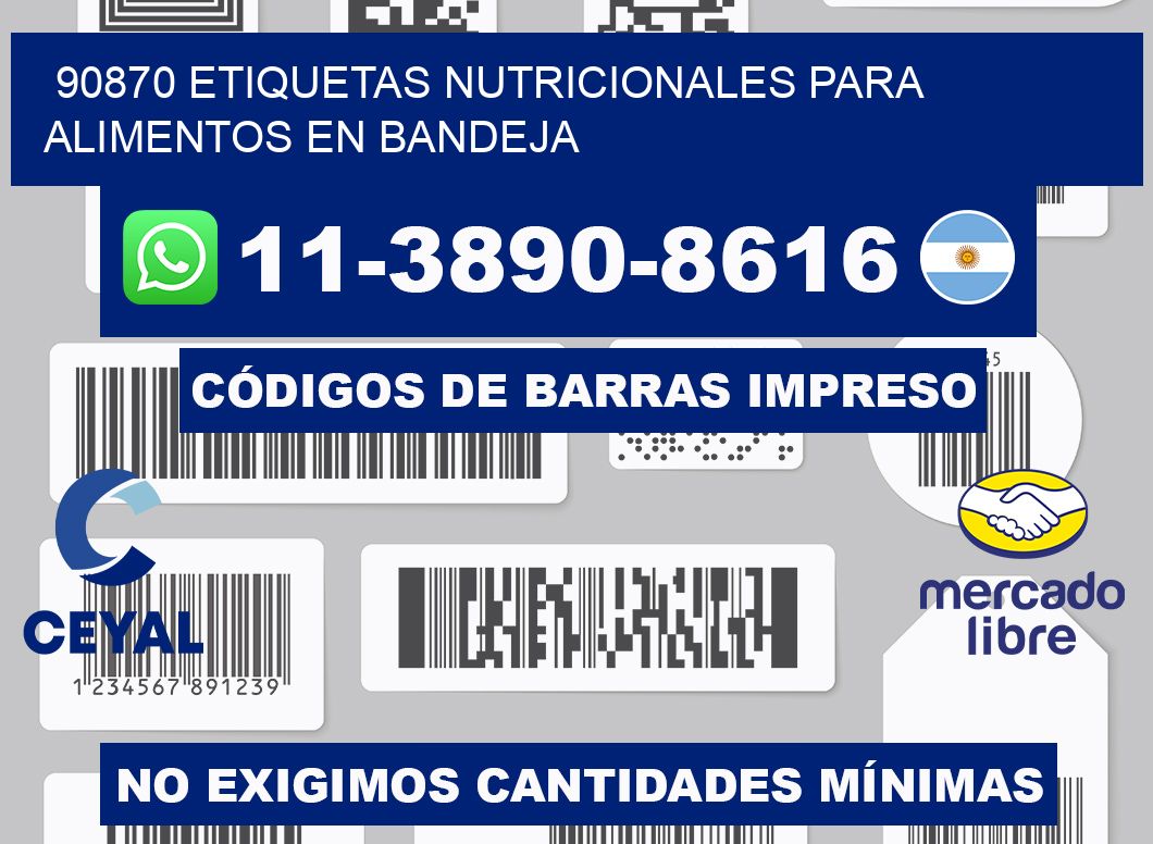 90870 etiquetas nutricionales para alimentos en bandeja
