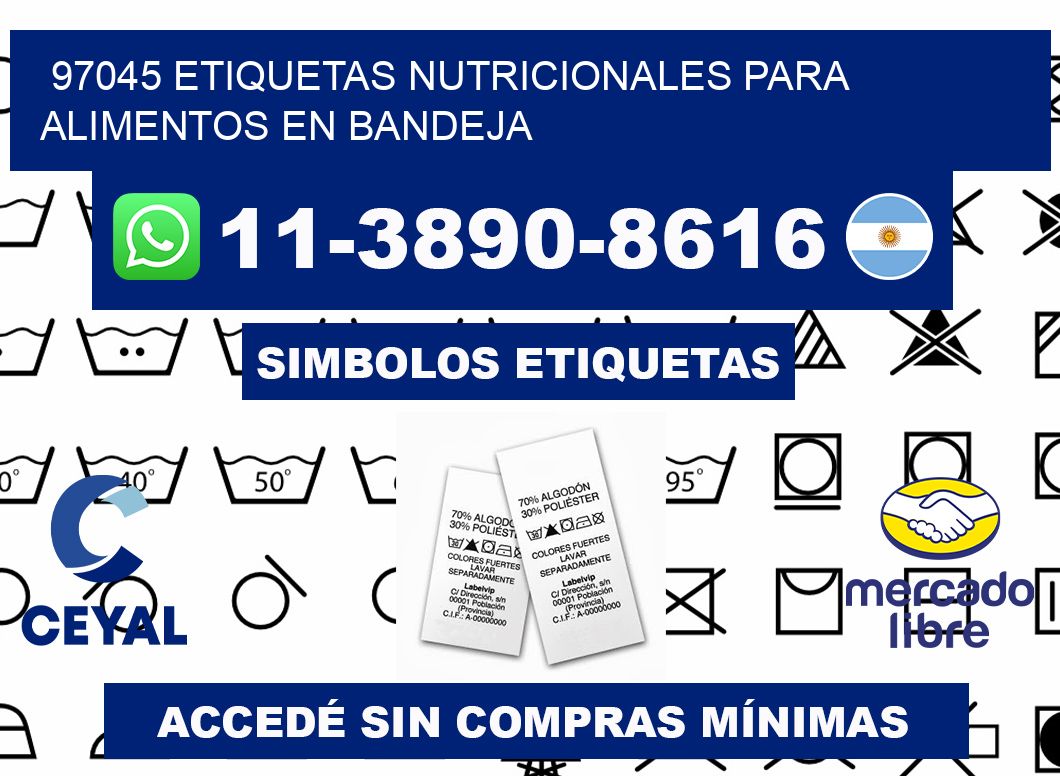 97045 etiquetas nutricionales para alimentos en bandeja