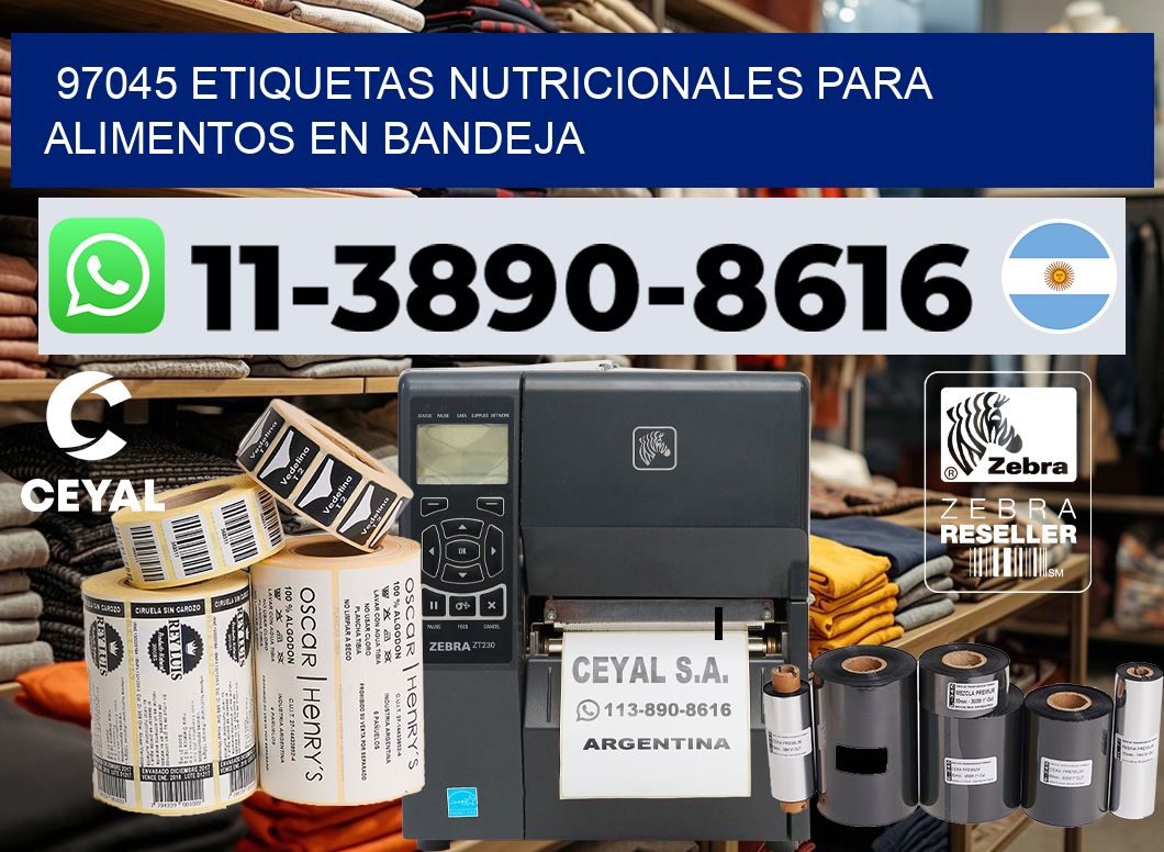 97045 etiquetas nutricionales para alimentos en bandeja