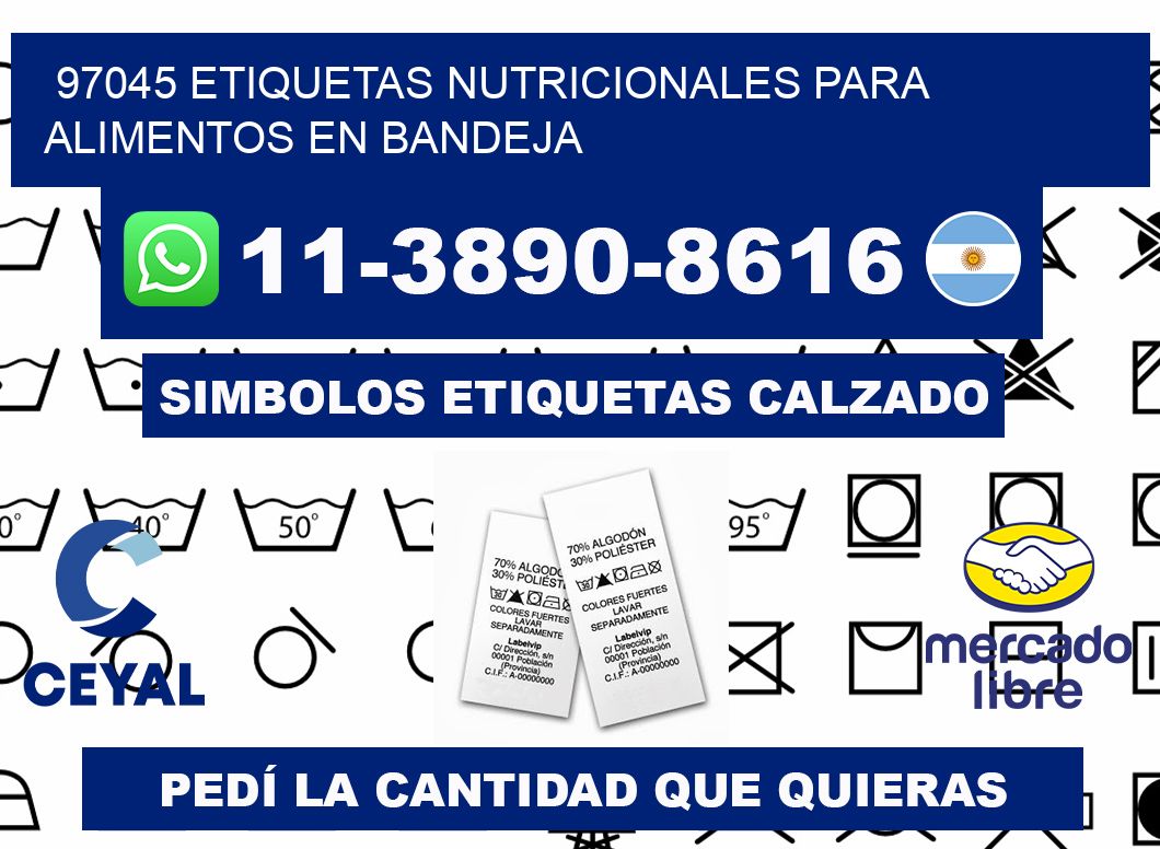 97045 etiquetas nutricionales para alimentos en bandeja