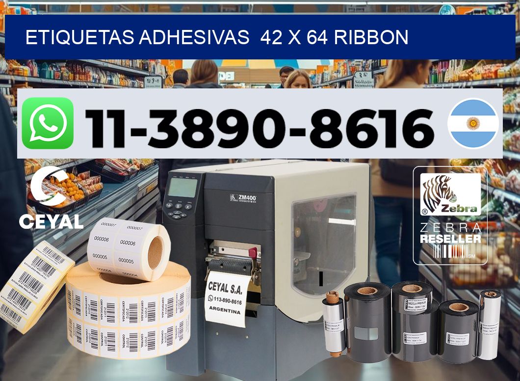 Etiquetas adhesivas  42 x 64 ribbon