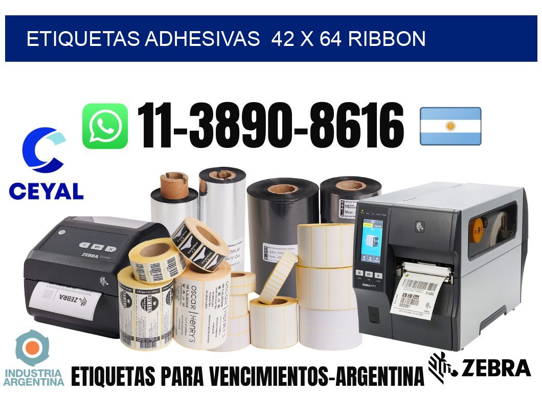 Etiquetas adhesivas  42 x 64 ribbon