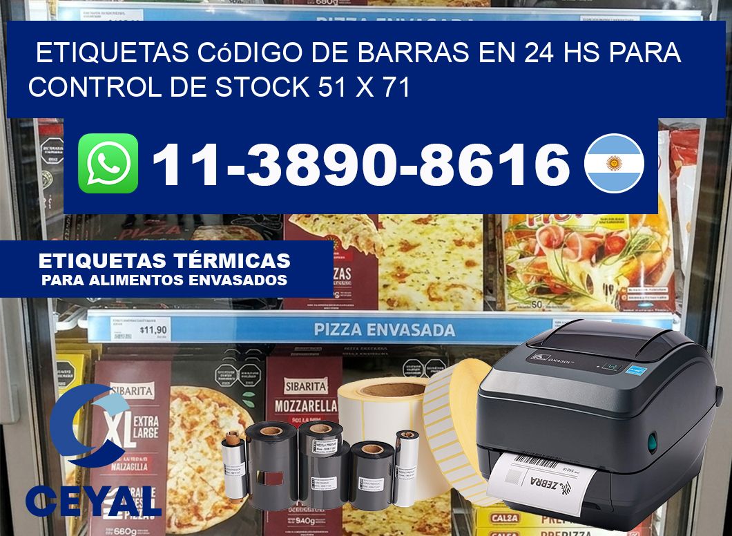 Etiquetas código de barras en 24 hs para control de stock 51 x 71