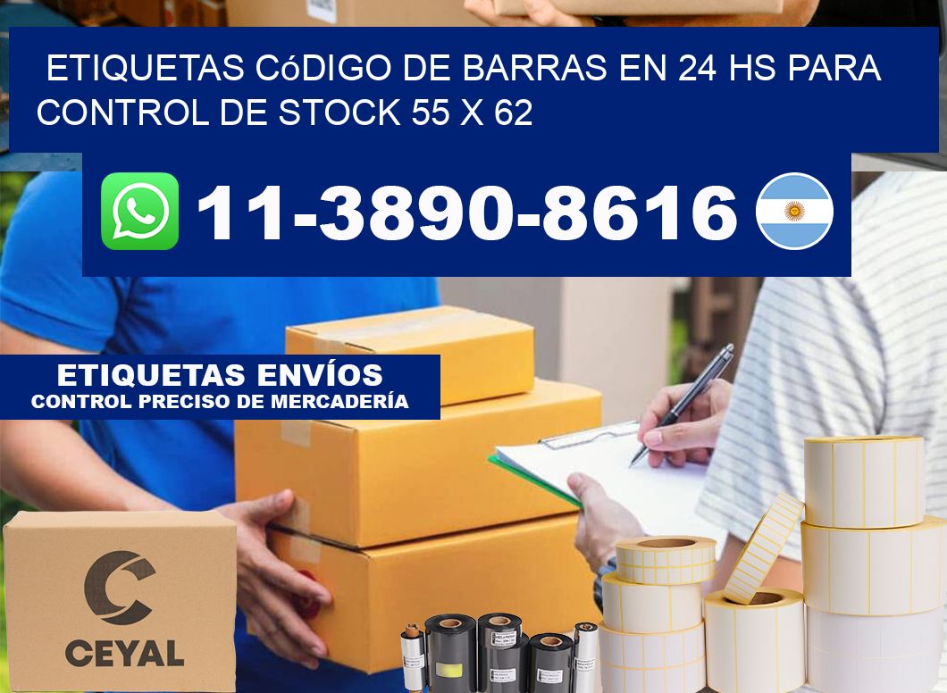 Etiquetas código de barras en 24 hs para control de stock 55 x 62
