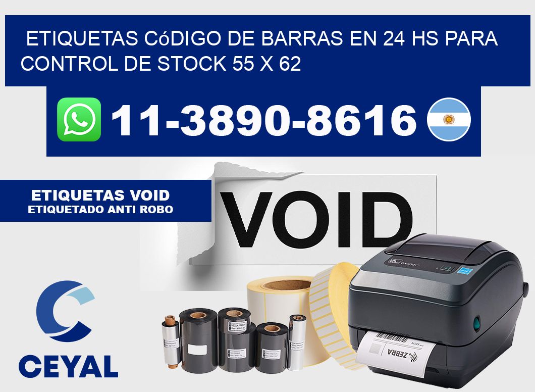 Etiquetas código de barras en 24 hs para control de stock 55 x 62