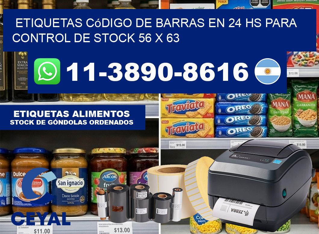 Etiquetas código de barras en 24 hs para control de stock 56 x 63