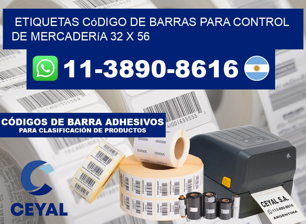 Etiquetas código de barras para control de mercadería 32 x 56