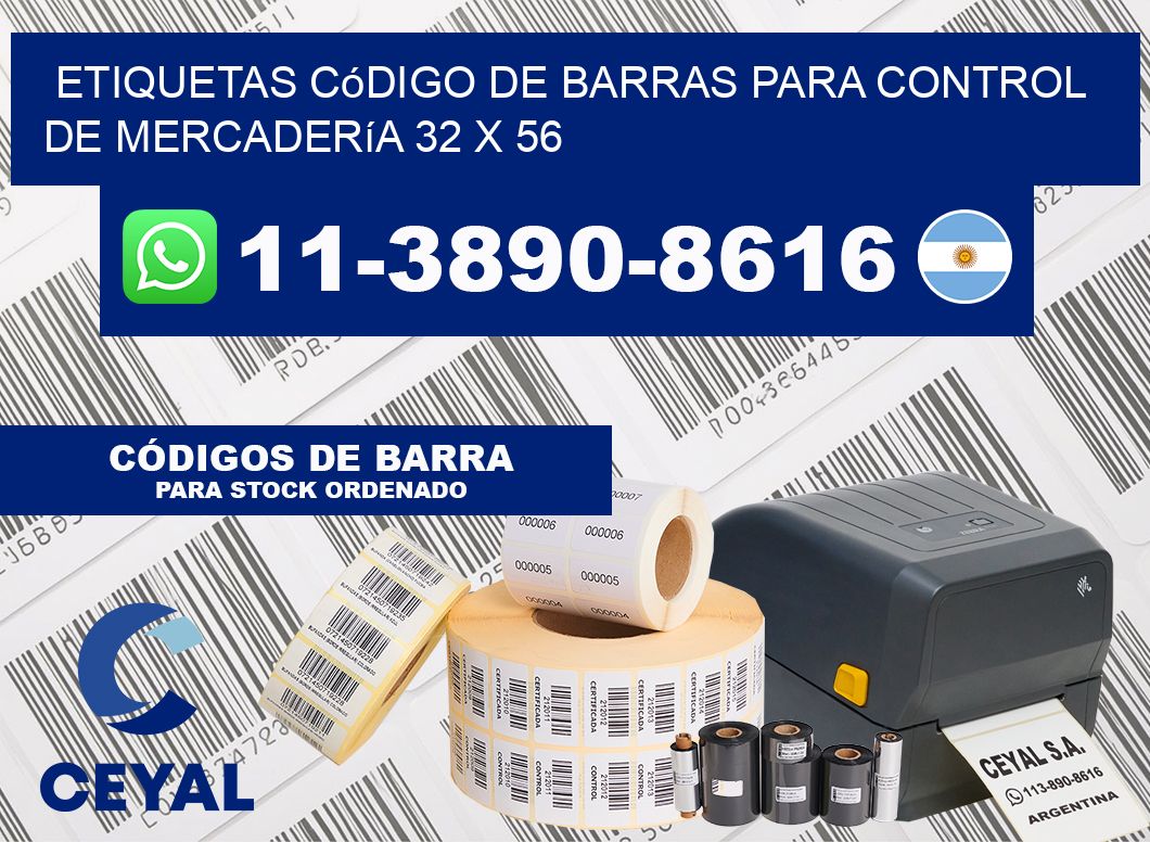 Etiquetas código de barras para control de mercadería 32 x 56