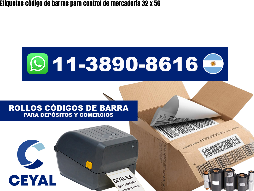 Etiquetas código de barras para control de mercadería 32 x 56
