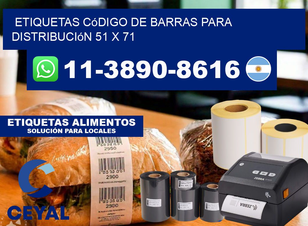 Etiquetas código de barras para distribución 51 x 71