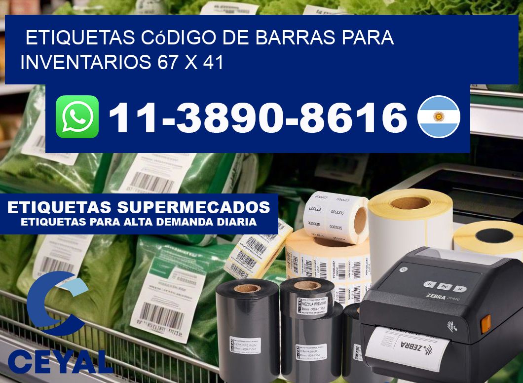 Etiquetas código de barras para inventarios 67 x 41