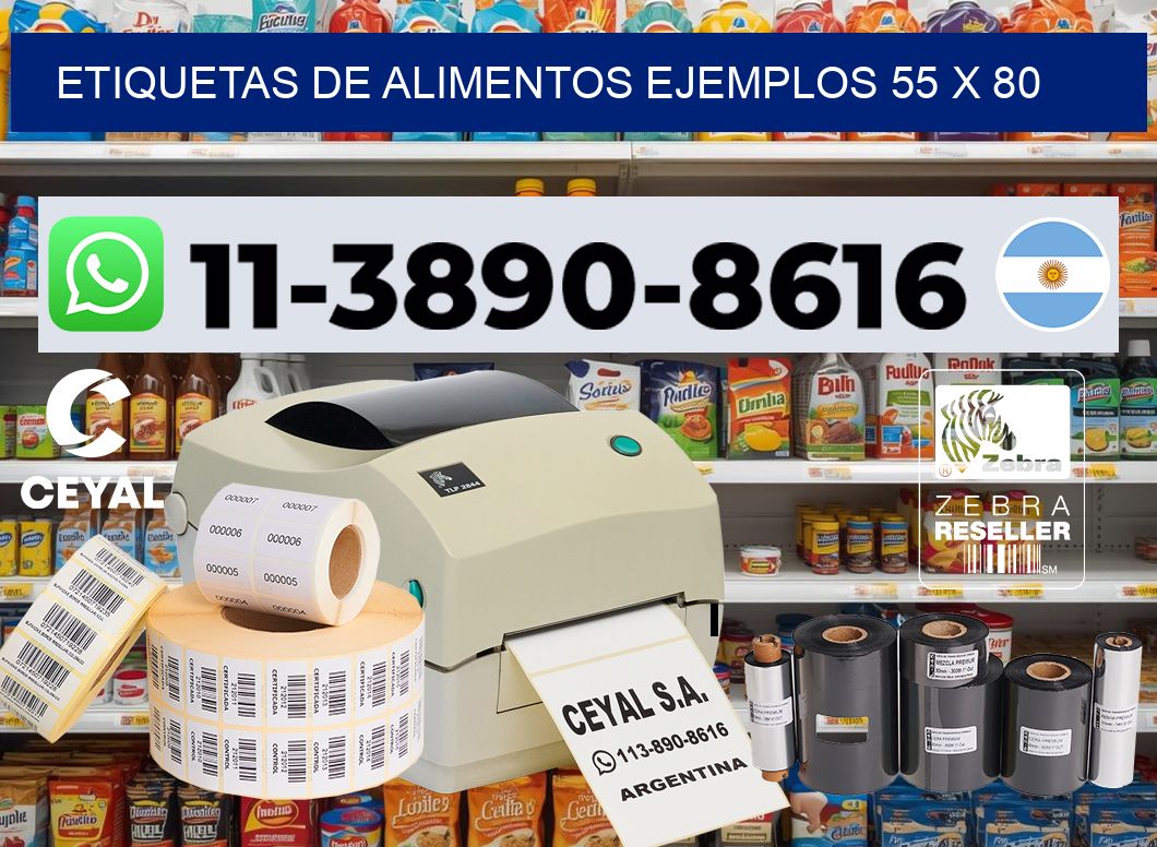 Etiquetas de alimentos ejemplos 55 x 80