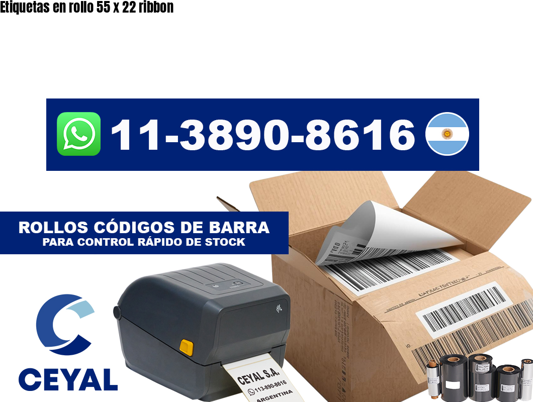 Etiquetas en rollo 55 x 22 ribbon