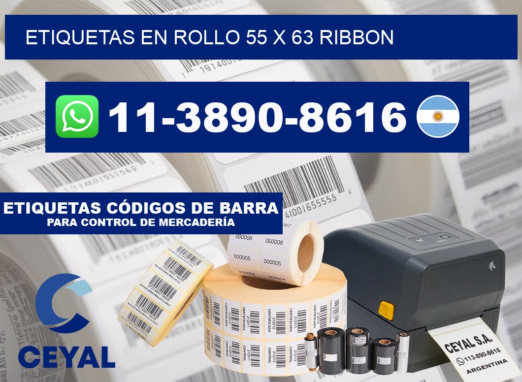 Etiquetas en rollo 55 x 63 ribbon