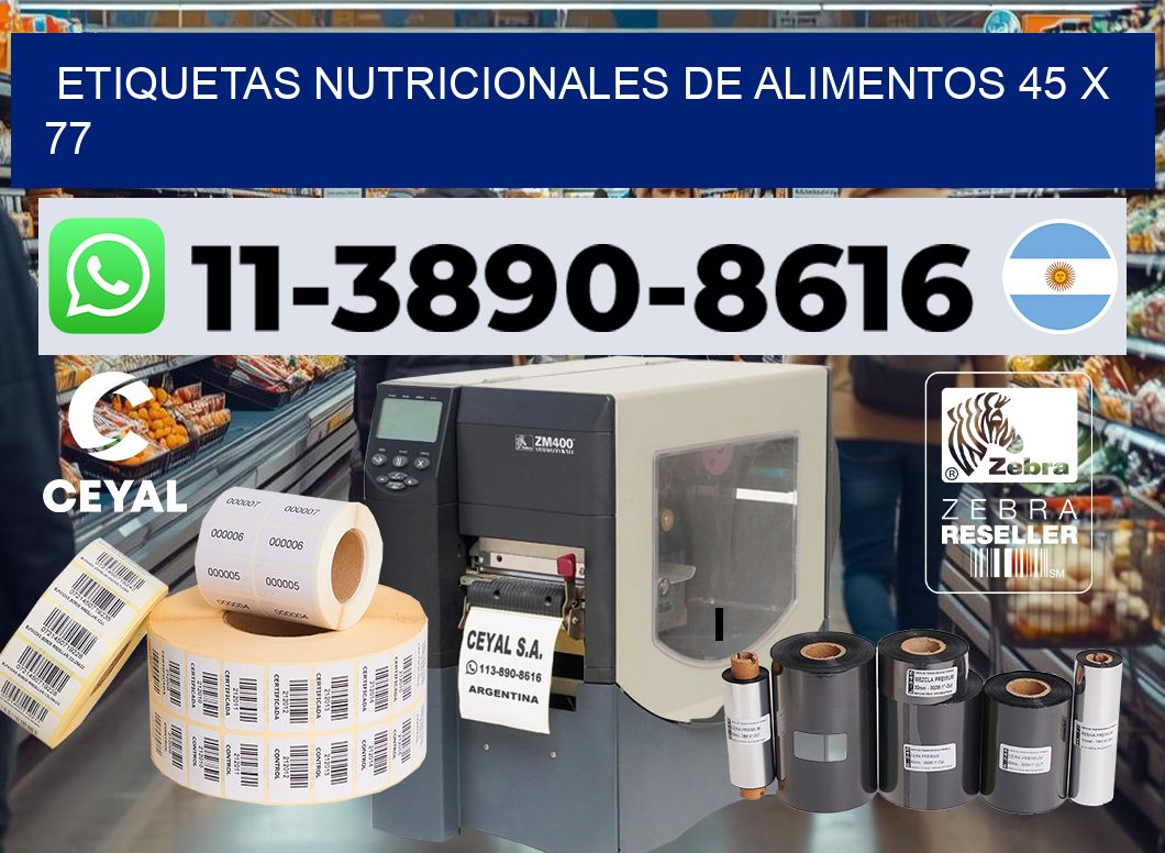 Etiquetas nutricionales de alimentos 45 x 77