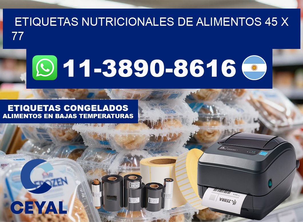 Etiquetas nutricionales de alimentos 45 x 77