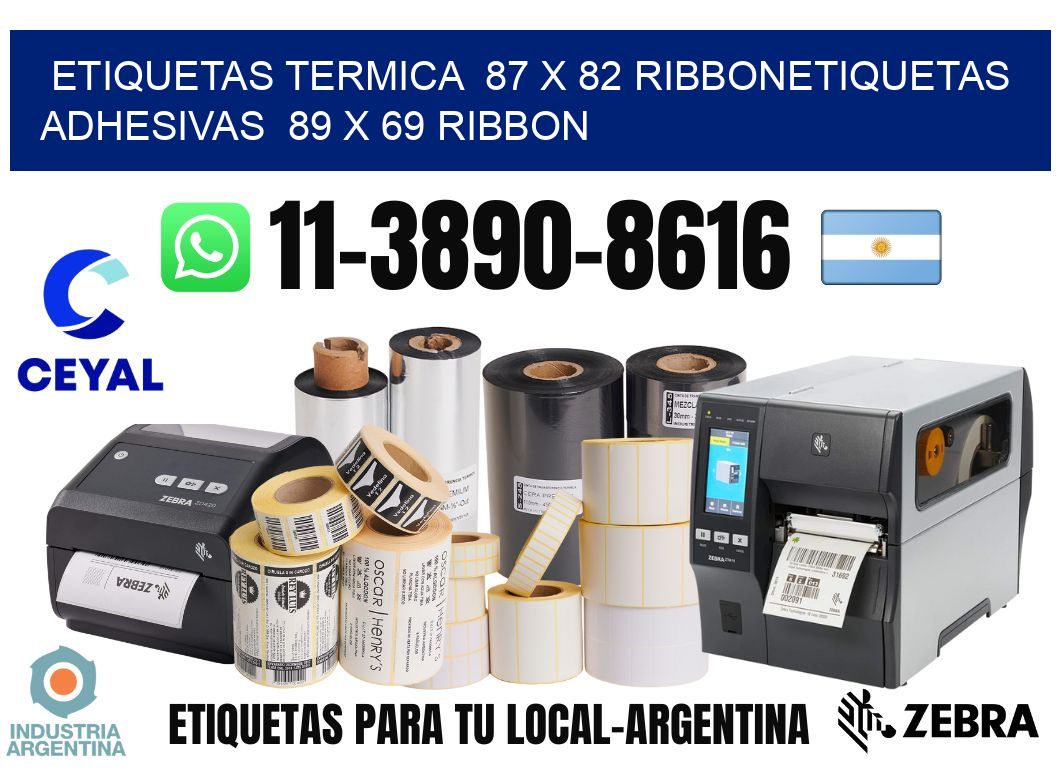 Etiquetas termica 87 x 82 ribbonEtiquetas adhesivas 89 x 69 ribbon