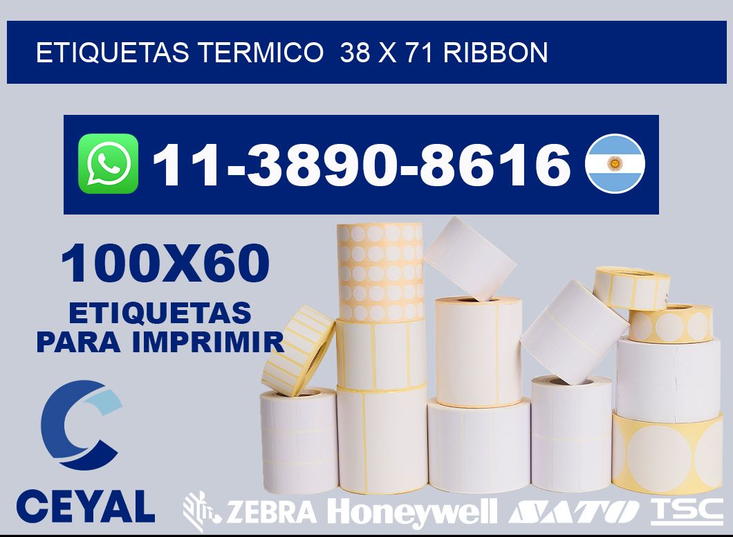 Etiquetas termico 38 x 71 ribbon