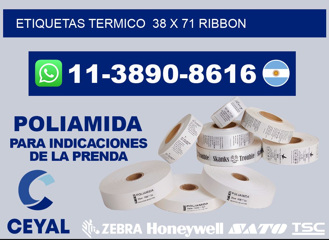 Etiquetas termico 38 x 71 ribbon