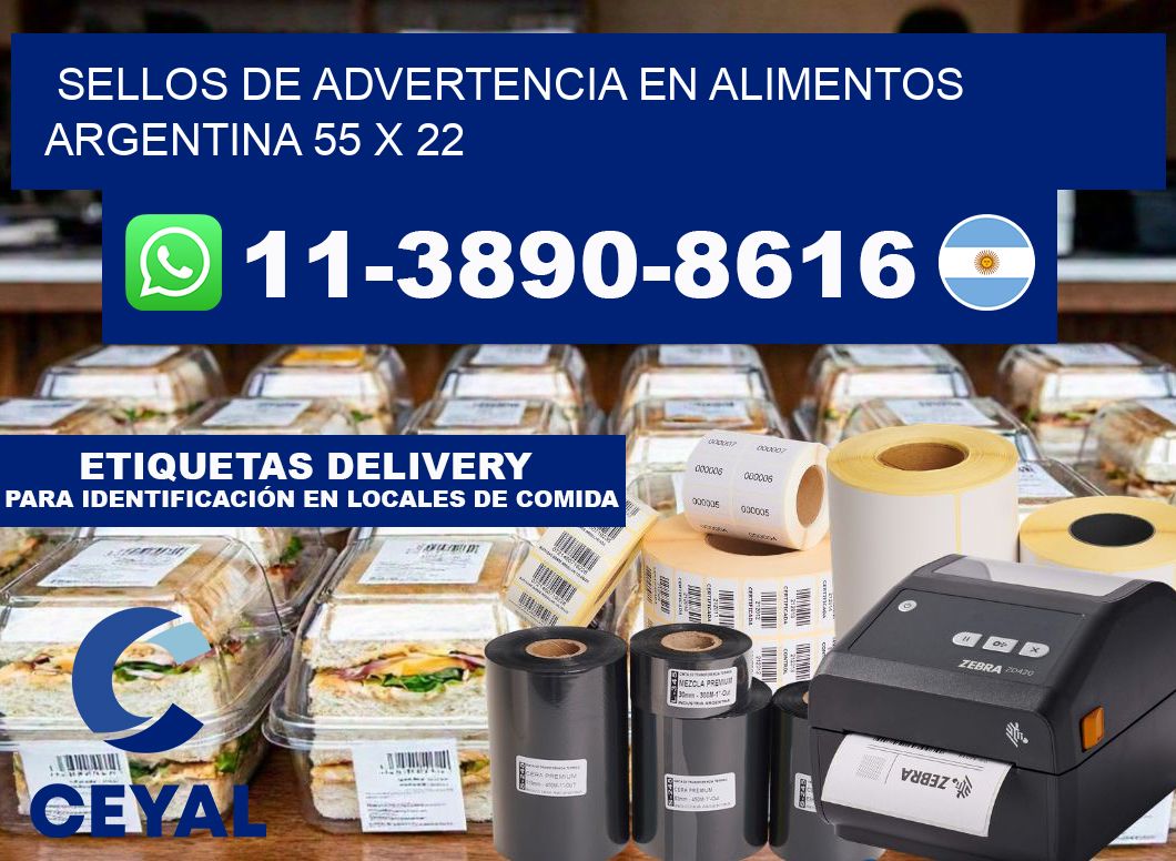Sellos de advertencia en Alimentos argentina 55 x 22