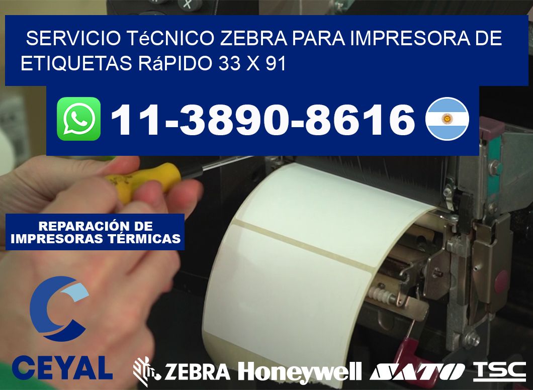 Servicio Técnico Zebra para Impresora de Etiquetas Rápido 33 x 91