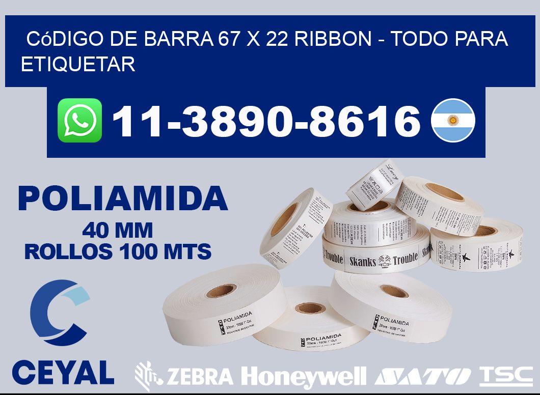 código de barra 67 x 22 ribbon - Todo para Etiquetar
