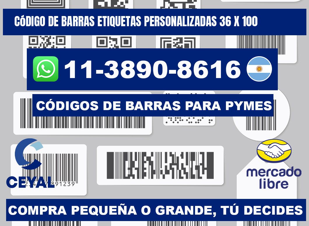 código de barras etiquetas personalizadas 36 x 100