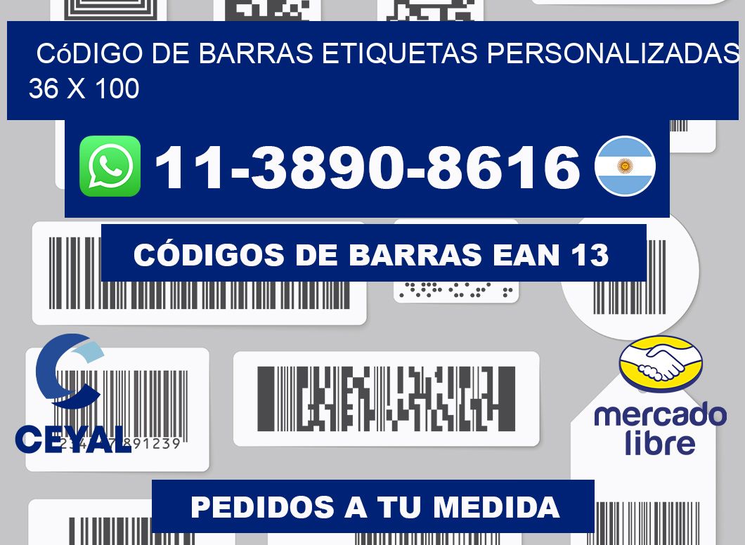 código de barras etiquetas personalizadas 36 x 100