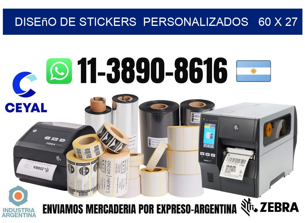 diseño de stickers personalizados 60 x 27